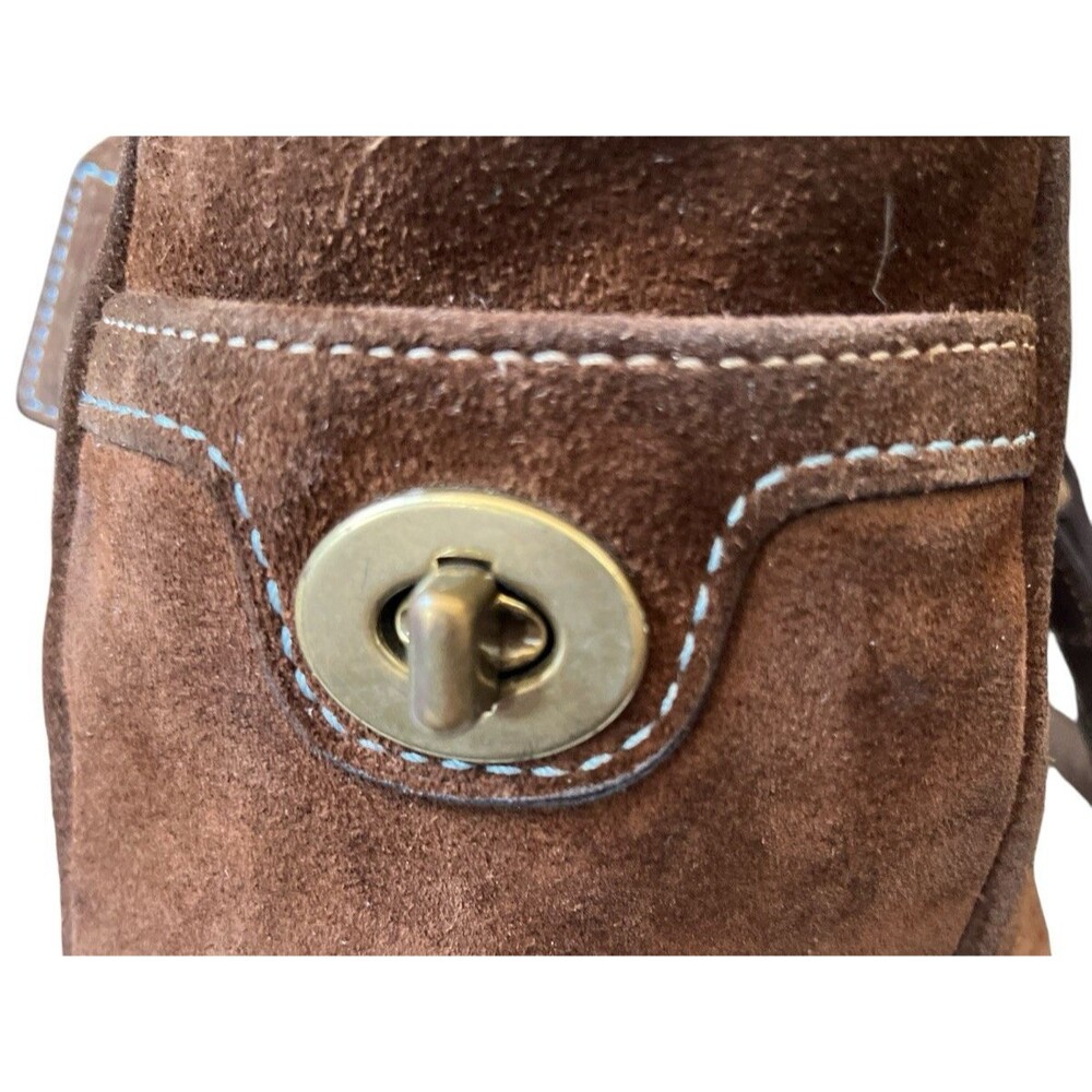 Coach Vintage Hampton Gallery Brown Suede Purse Shoulder Bag Tote 8B03 READ - Picture 15 of 16
